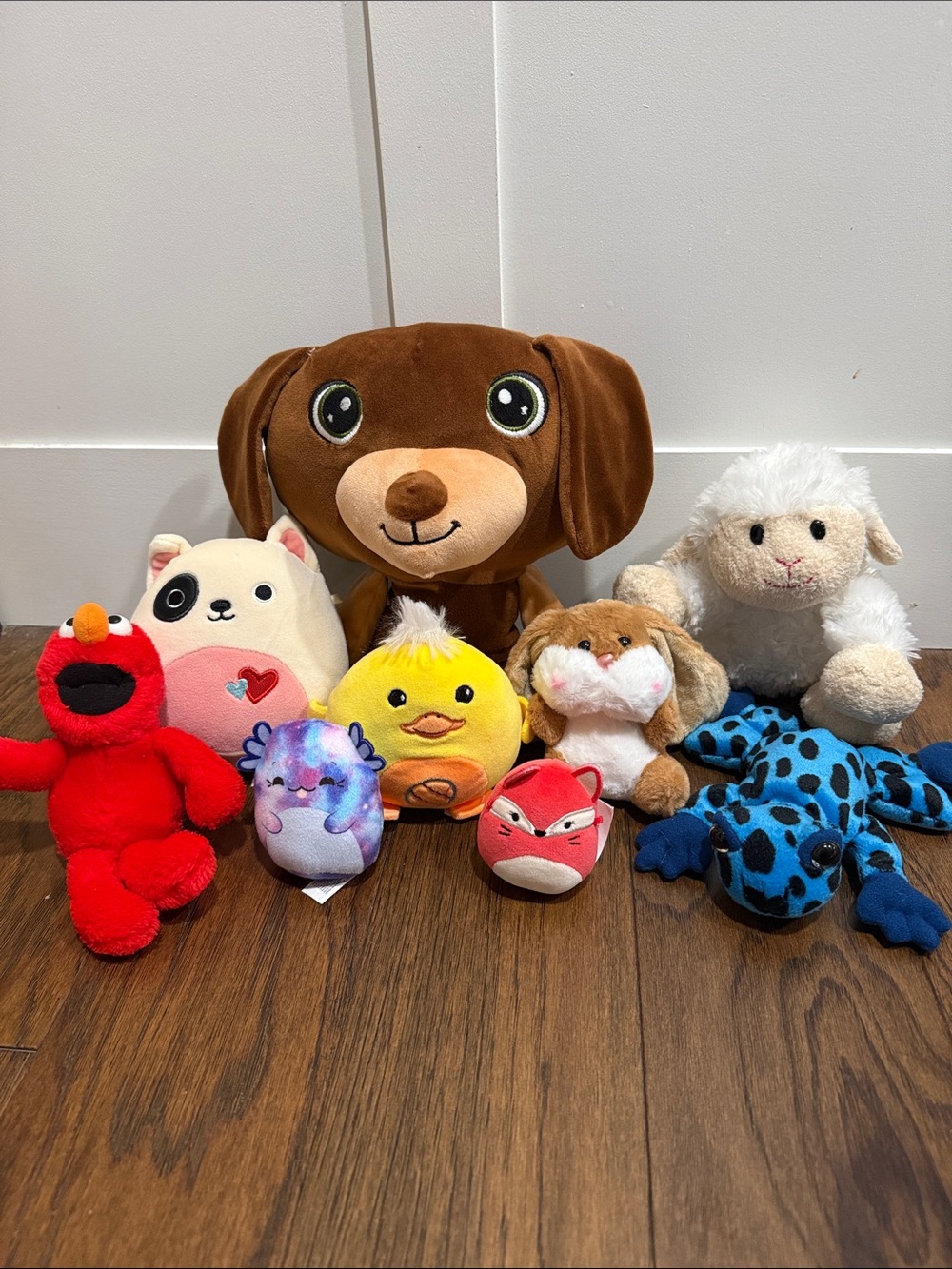 Squishmallows Plush Variety Pack - Brown Dog, Red Elmo, Blue Leopard & More